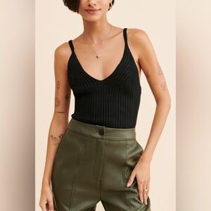 Roxy Moon Bird knitted vest top Large in Black strappy tank top bohemian hippie